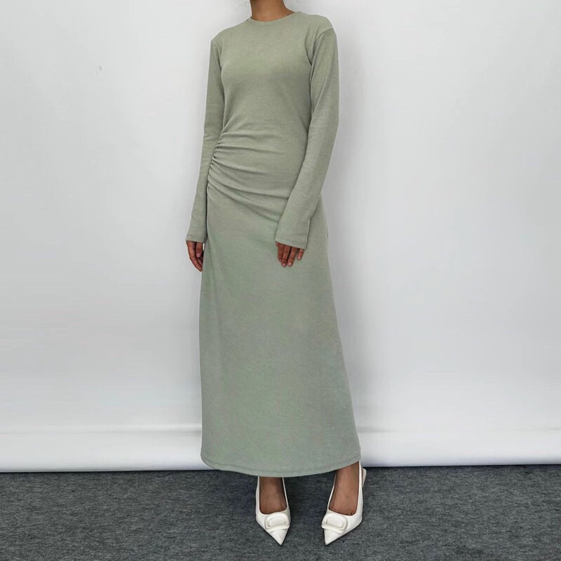 [PRELOVED] PUFF IT UP KNIT DRESS SAGE GREEN