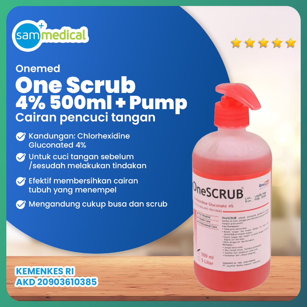 Onemed One Scrub / Sabun Cuci Tangan Antiseptik 4% 500ml + Pump / Sabun Antiseptik