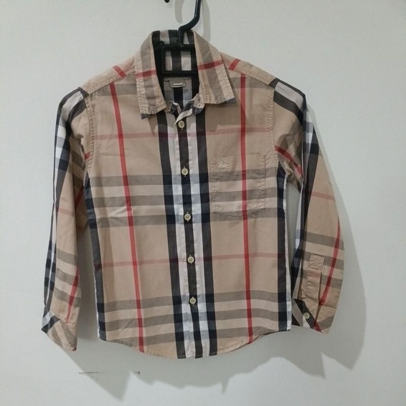 Preloved kemeja anak laki longsleeve Choco Burberry original 8years almost new