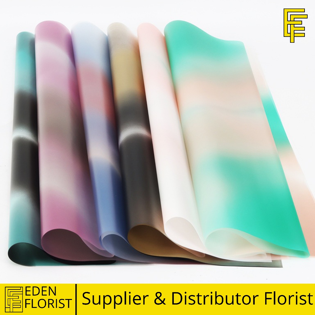 

20 LEMBAR Kertas Buket Cellophane Gradient Double Line Flower Wrapping Gradasi Color Paper KB31