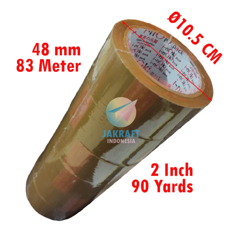 

YEN (6 Roll) GROSIR Lakban OPP INOKI Cokelat Coklat 2" Inch 45 mm x 90 Yards I-nOki Pack Tan Brown