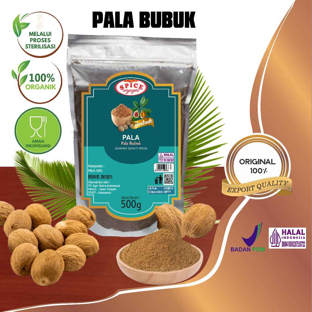 

Spice Voyages Ground Nutmeg (500gr) / Pala Bubuk (500gr)