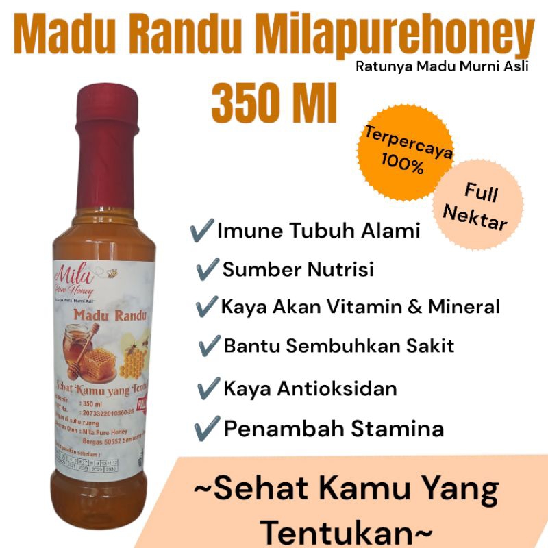 

Milapurehoney-Madu Asli 100%-Madu Murni Tanpa Campuran-Madu Randu Full Nektar 350ml