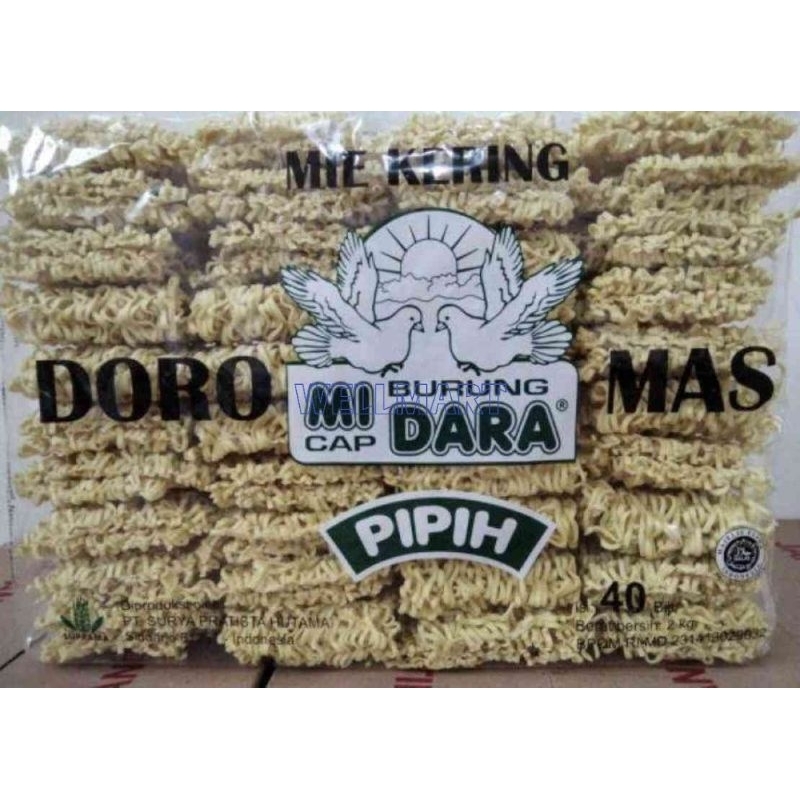 

Mie Kering Pipih Doro Mas 2 Kg Isi 40 Pcs Mi Cap Burung Dara