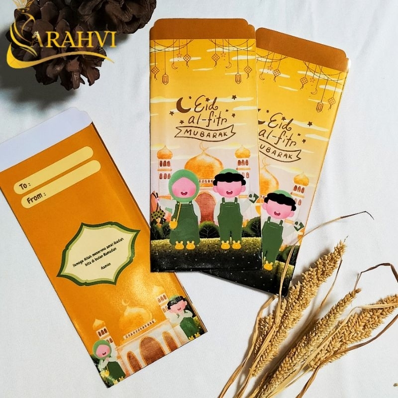 

{ 10 pcs } Amplop lebaran Idul Fitri panjang ukuran 7 x 18cm