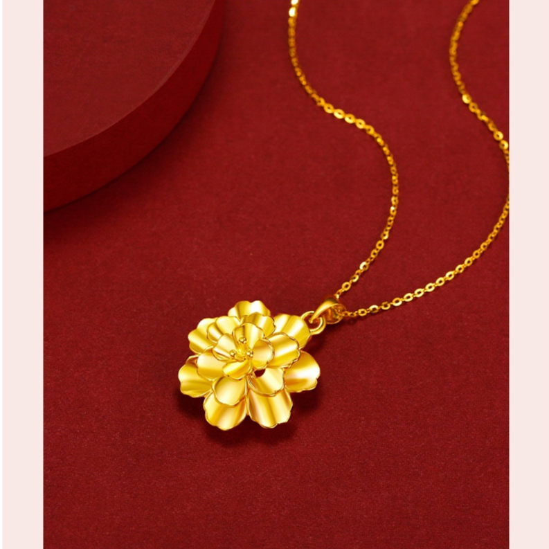 【17K emas】Halang kalung emas bunga*rantai kalung 3.8grams