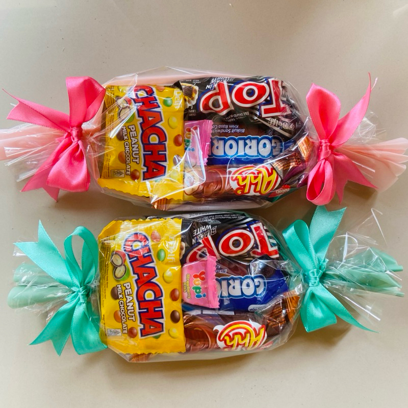 Bingkisan Snack Bentuk Pita | Buket Bingkisan Snack Unik | Parcel Snack Anak Idul Fitri | Kado Ulang