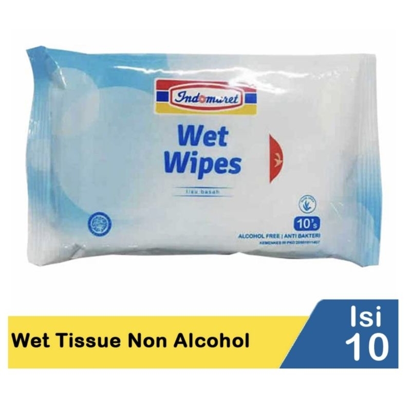 Indomaret tissue basah wet tissue Non Alcohol 10's anti bakteri/alcohol free halal