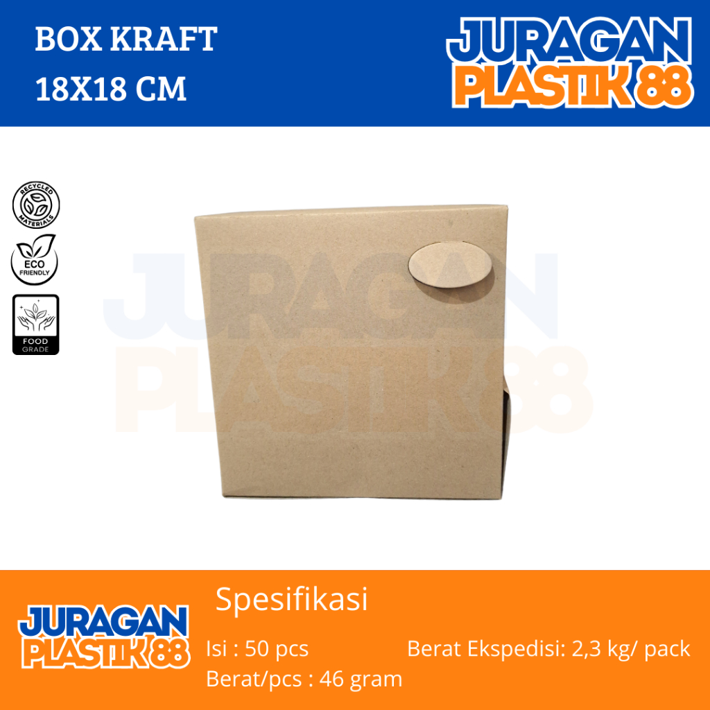 

Box Kraft 18x18 | Kotak Nasi | Dus Kemasan Makanan 18 x 18 Coklat