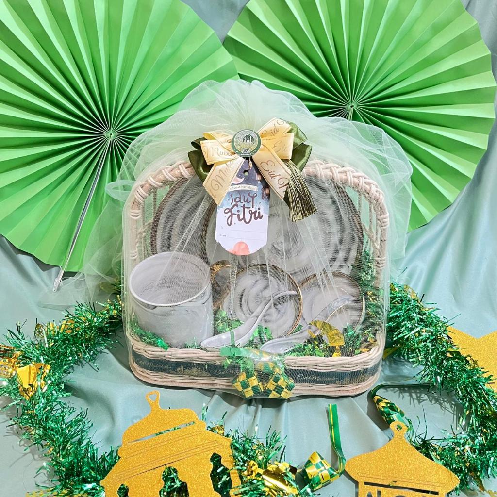 HAMPERS LEBARAN PIRING GELAS SENDOK MARBLE KERAMIK / HAMPERS LEBARAN ALAT MAKAN Parcel Lebaran