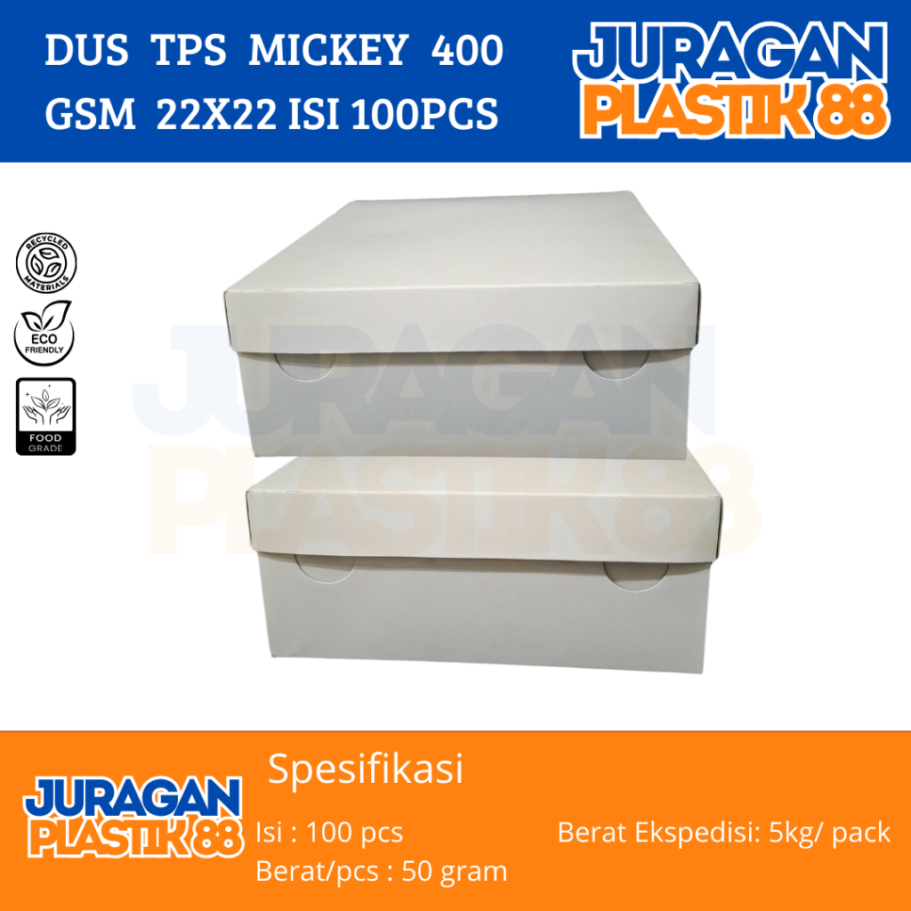 Dus | Box 400gsm | Kotak Nasi Kue Makanan 22x22 Polos 22 x 22 Mickey