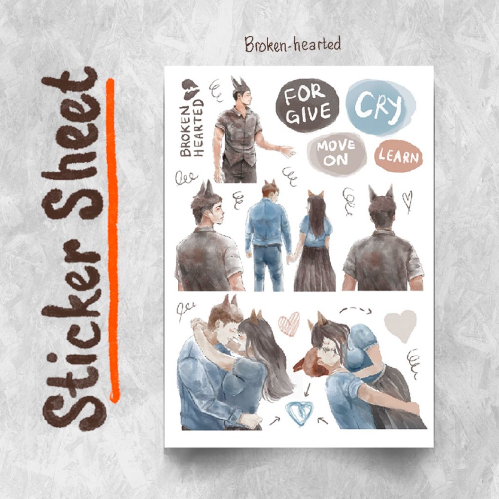 

Sticker Sheet - Broken Hearted untuk Journal/Scrapbook/Diary gaya dekoratif washi tape