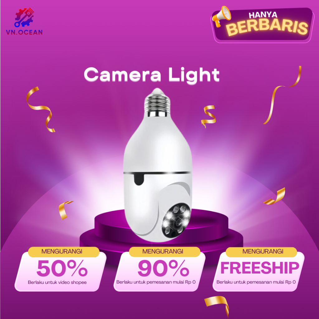 CCTV V380 PRO Smart WiFi Motion Detection Kamer Lampu 360 Degree PTZ View Home Security IP Camera