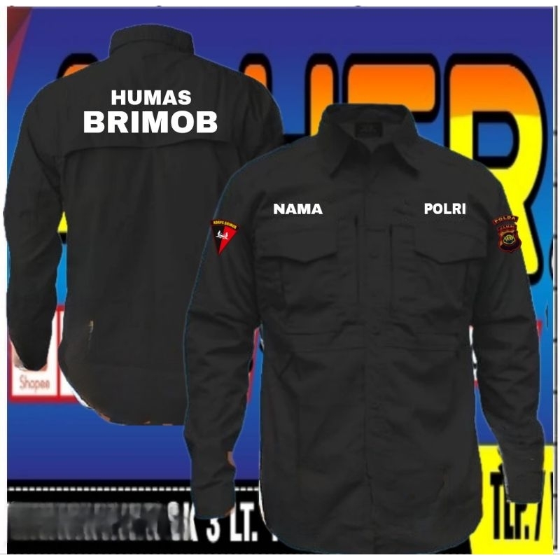 Kemeja tactical humas Brimob baju tactical humas Brimob seragam tactical humas Brimob kemeja humas B