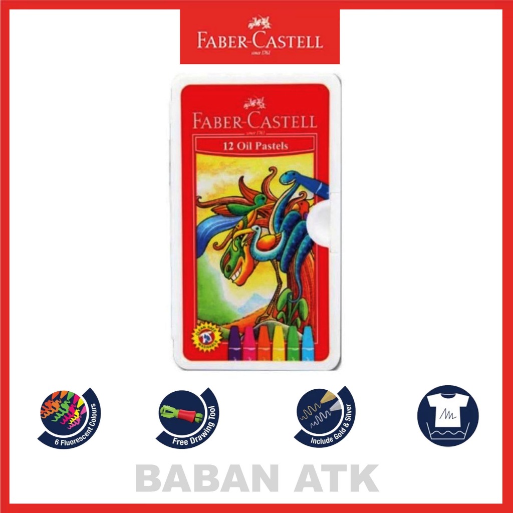 

Hexagonal Oil Pastel 12 Warna / Crayon Krayon Faber Castell / Free Perpect Drawing Tools