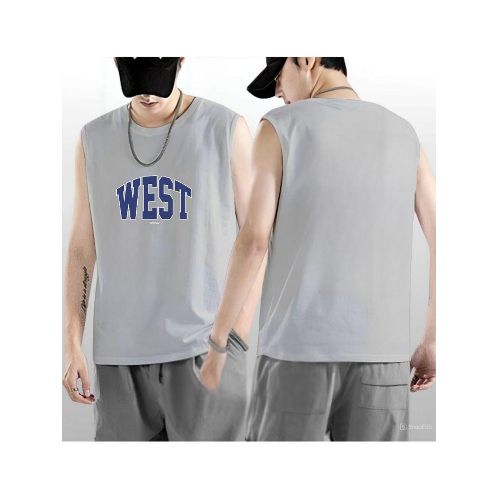 Bisa Cod  Singlet Pria Dewasa Motif West Baju Singlet Pria Trendy Kaos Singlet Pria Gym Baju Tanpa L