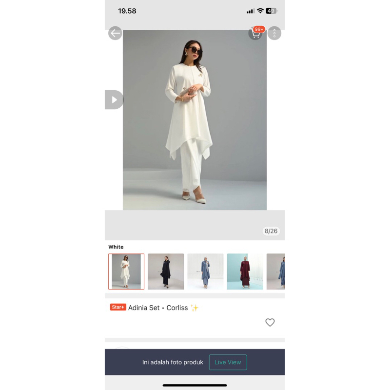 CORLISS - ADINA SET BROKEN WHITE - TUNIK DRESS LEBARAN