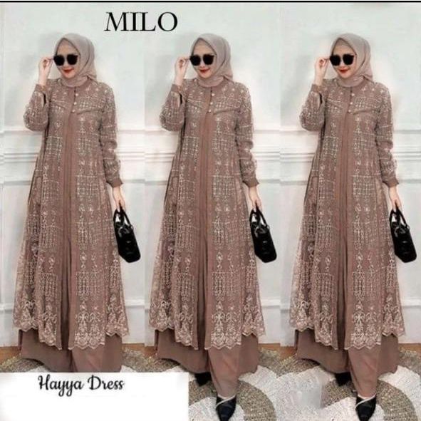 GAMIS TERBARU HAYYA DRESS BAHAN CERUTY MIX BERUKAT GAMIS KONDANGAN SIZE M L XL XXL