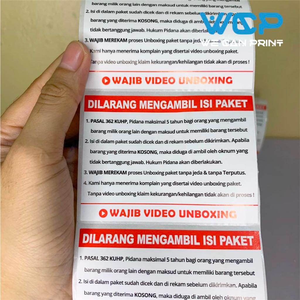 

[ 500 PCS ] Label Sticker Unboxing Hukum Pidana Wajib Video Unboxing Stiker Anti Maling RB9