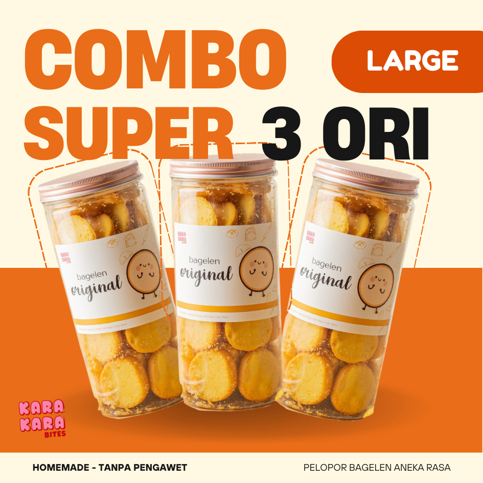 

KKB Combo Super 3 Original Bagelen Medium Roti Kering Roti Bagelen Kue Kering Kara Kara Bites
