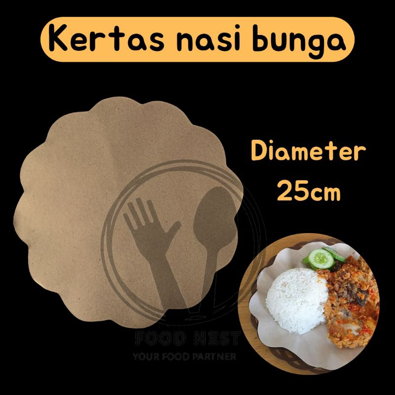 Kertas Nasi Coklat Bunga/ Bulat / Kembang Untuk Alas Piring BISA COD