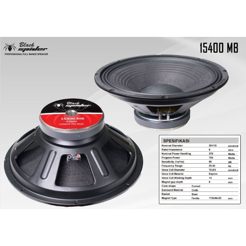 Speaker Komponen BlackSpider 15400MB 15in BlackSpider 15400-MB