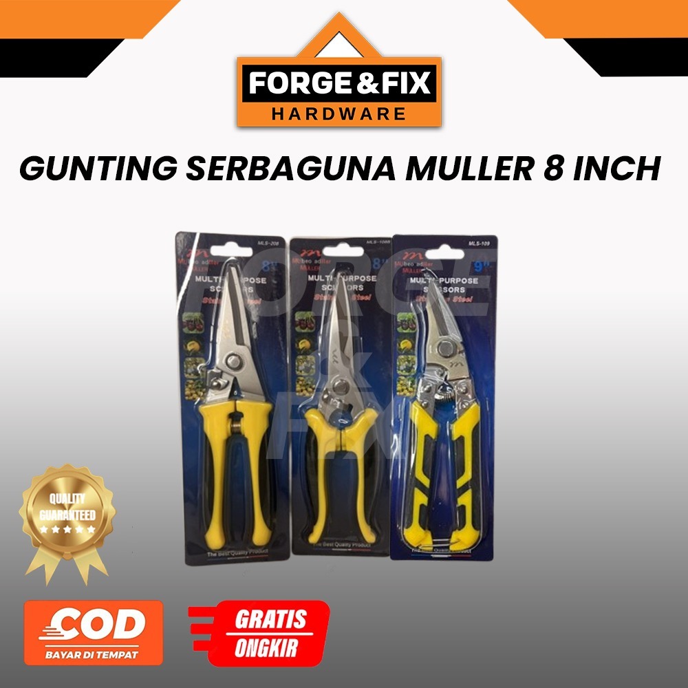 

MULLER Gunting Serbaguna Seng Dahan Ranting Kertas Multifunctional Scissors 8 Inch
