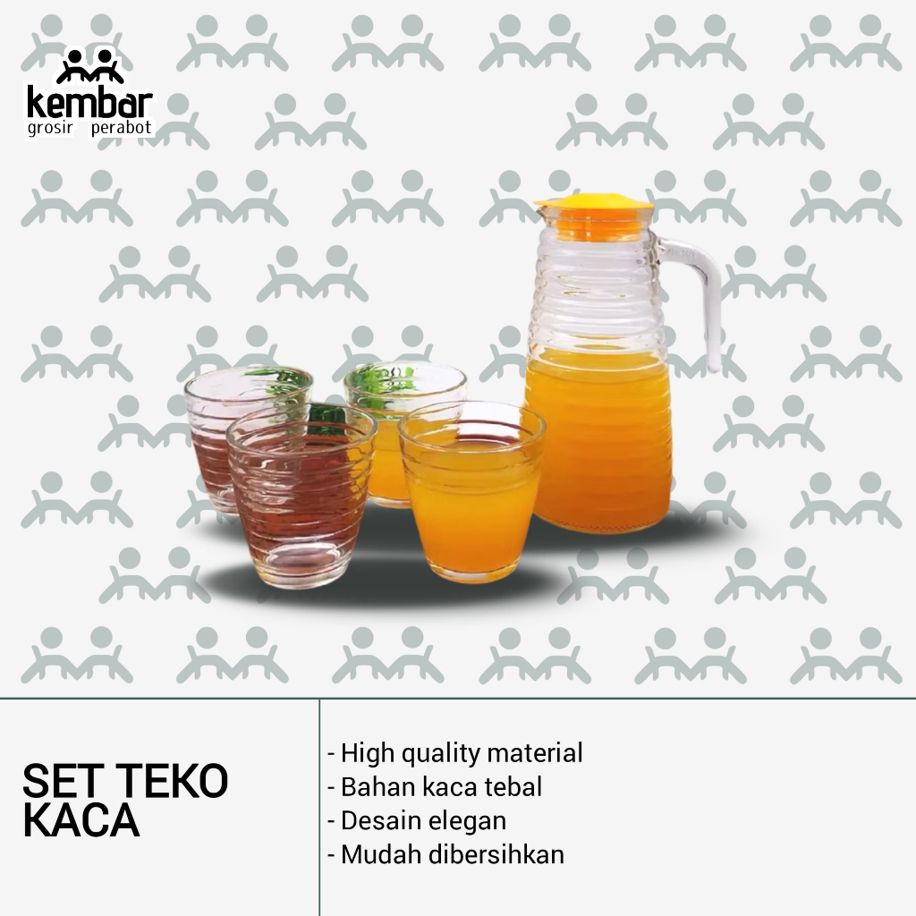 ( BISA COD ) Glass Ware 5Set/ Mehaa RIPPLE Teko Set/ Drink Set Kaca 5 Buah Water Jug/Drink Set 5 pcs