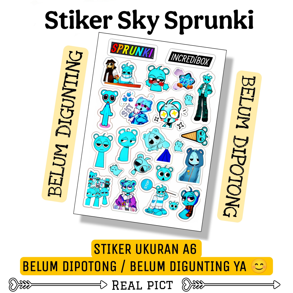 

STIKER SKY SPRUNKI / STIKER BELUM DIPOTONG BAHAN VINYL UKURAN A6 / STICKER / STIKER KARAKTER LUCU