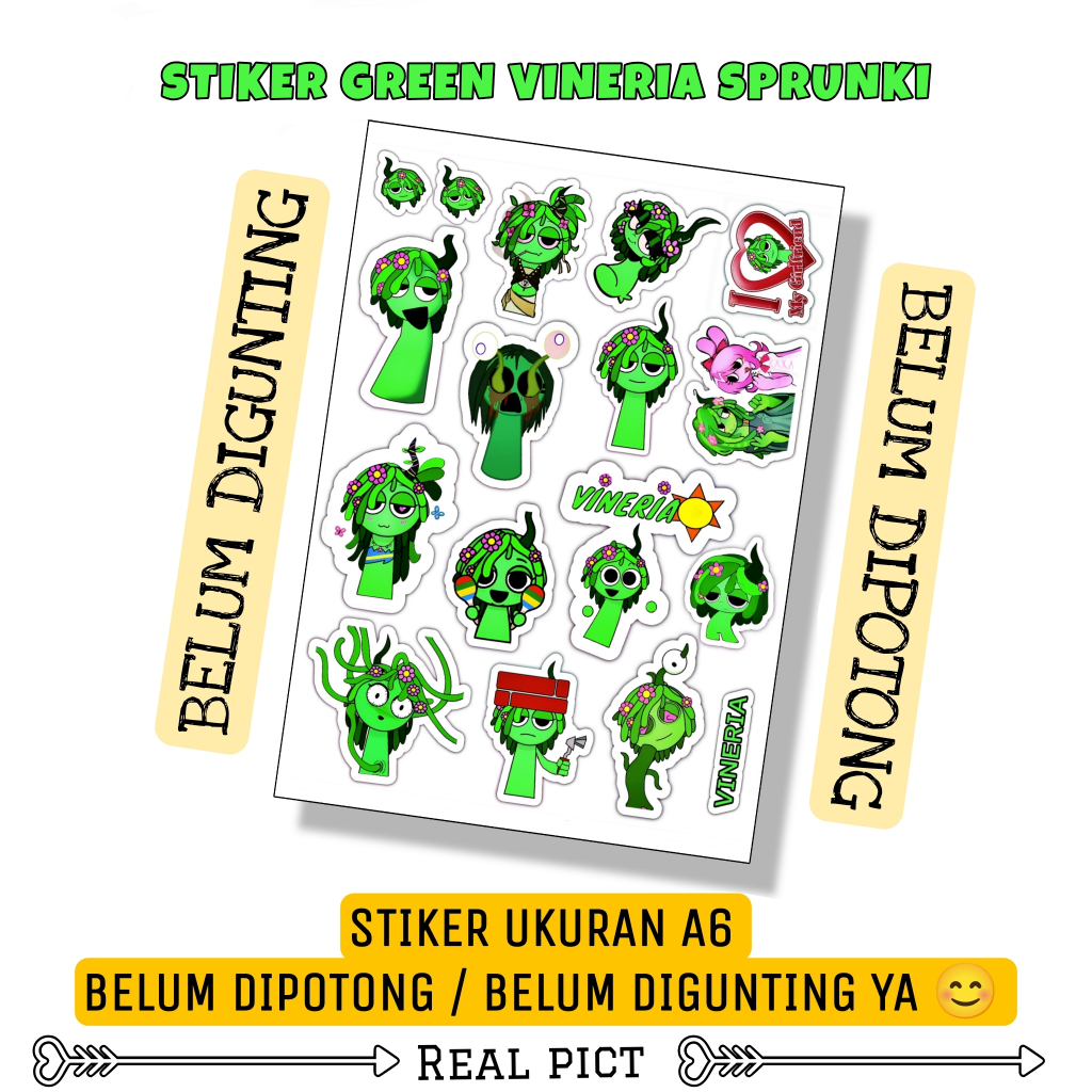 

STIKER GREEN VINERIA SPRUNKI / STIKER BELUM DIPOTONG BAHAN VINYL UKURAN A6 / STICKER / STIKER KARAKTER LUCU