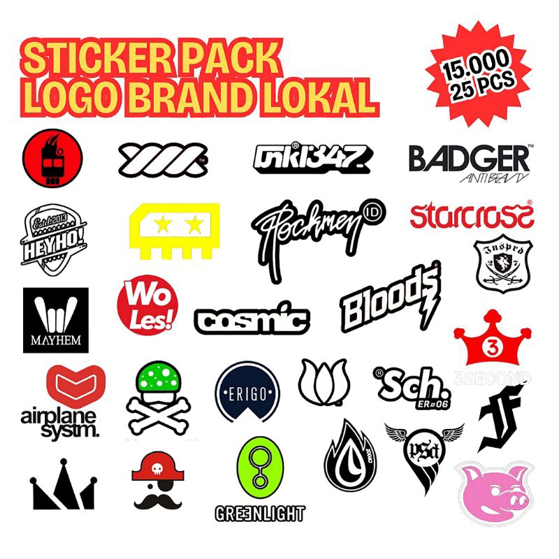 

[25 pcs] Sticker Pack Aesthetic Logo Brand Lokal Keren Harga Terjangkau