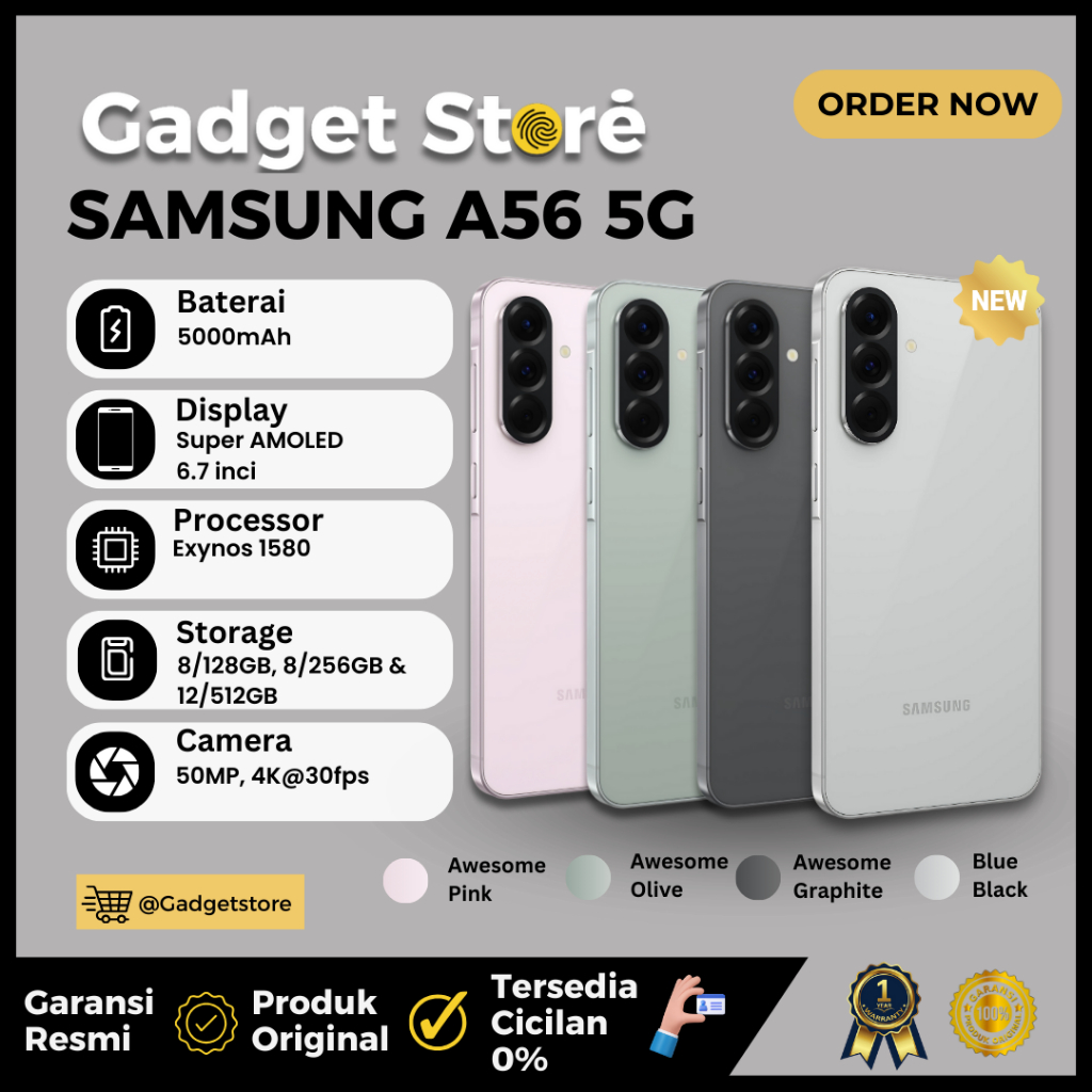 Samsung Galaxy A56 [RAM 8 GB-12 GB  128 GB-256 GB] 5000 mAh Garansi Resmi
