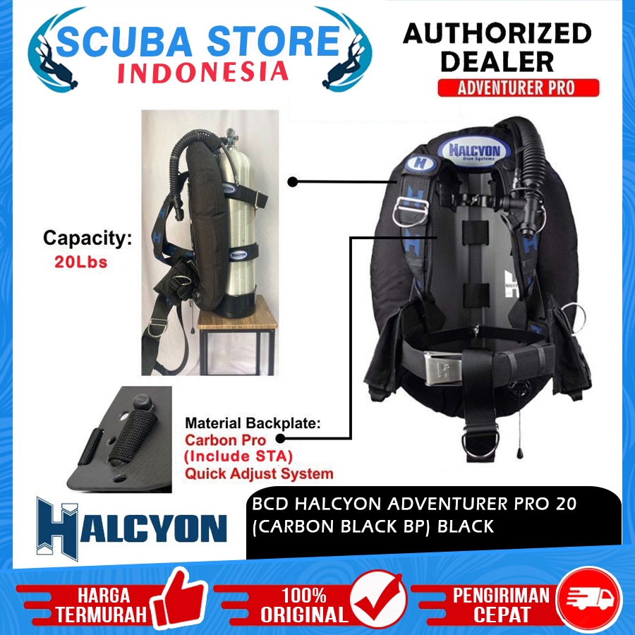 10.119.020 BCD Halcyon Adventurer Pro 20lb Carbon Backplate BC Technical Scuba Diving Selam