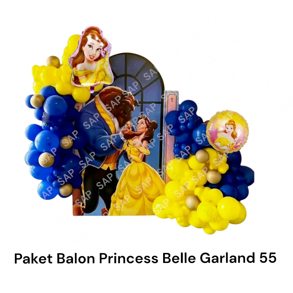 Paket Balon PRINCESS BELLE GARLAND 55 / Dekorasi Ulang Tahun Balon Princess
