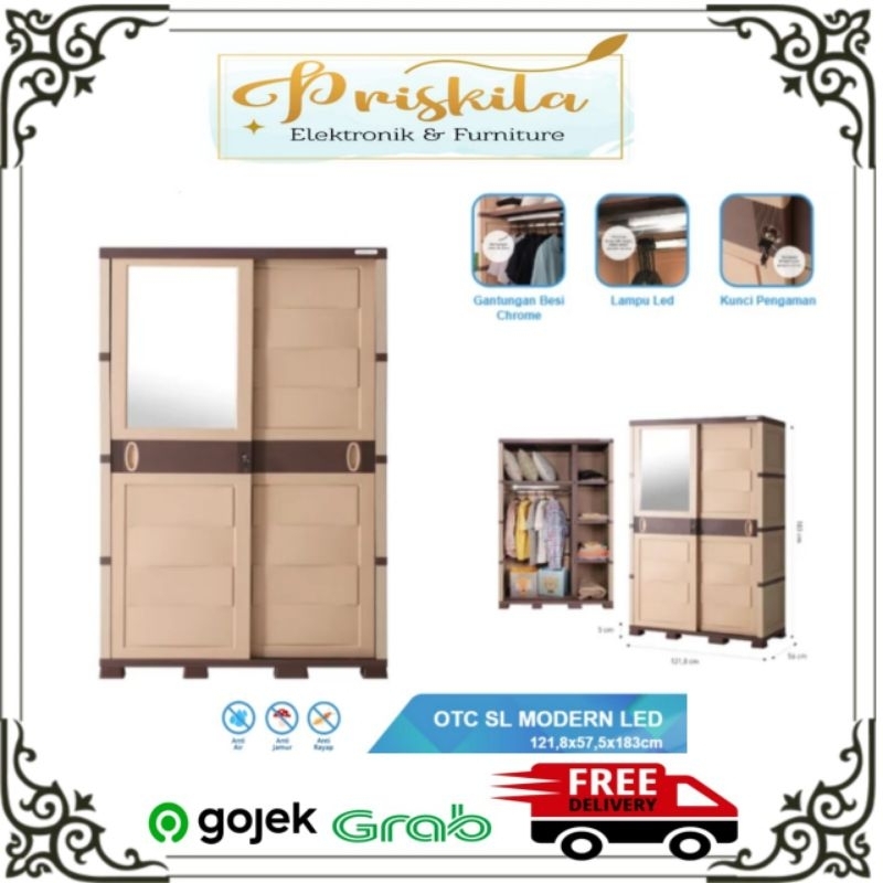 lemari pakaian 2 pintu sliding/ lemari pakaian plastik olymplast sliding/ lemari baju geser olymplas