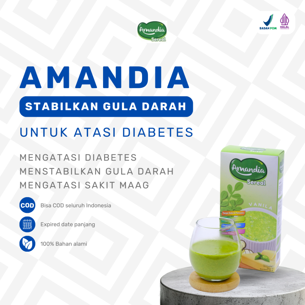 

Sereal Amandia Rasa Vanilla - Atasi Diabetes, Stabilkan Gula Darah, Gerd & Maag - 1 Box