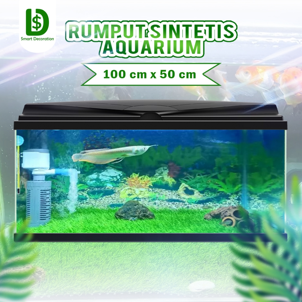 Rumput Sintetis Aquarium 100x50 Untuk Hiasan Aquarium Tebal 3cm Swiss