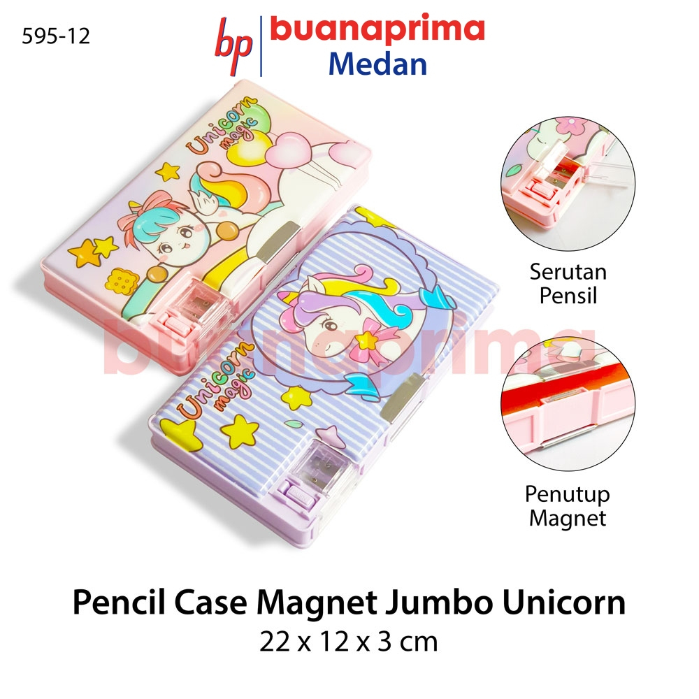 

Pencil Case Magnet XPM-595-12 UNICORN JUMBO 2 Pintu Kotak Pensil Rautan Lebar Premium Karakter Lucu