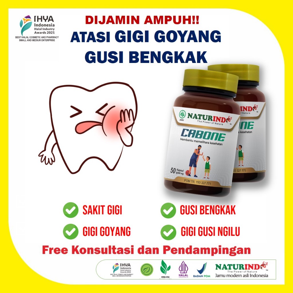 Jamu Herbal Gigi Goyang Penguat Gigi Gusi Bengkak Kalsium Cabone Naturindo