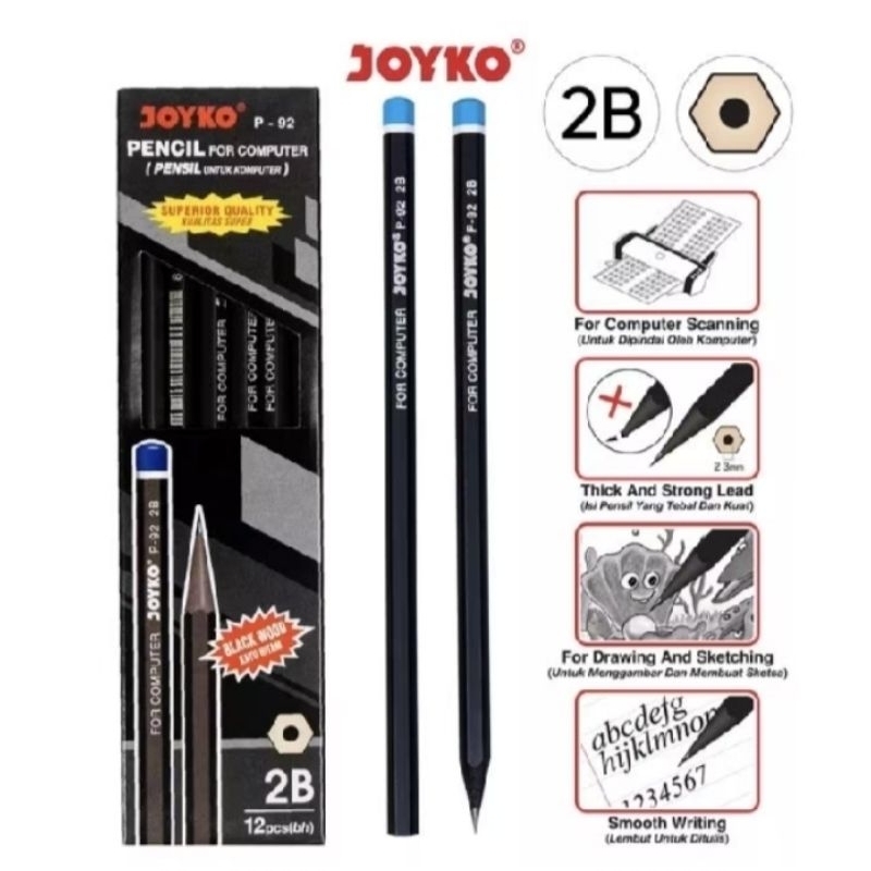 

Pensil 2B Joyko P-92 Hitam - Lusinan (12 pcs)