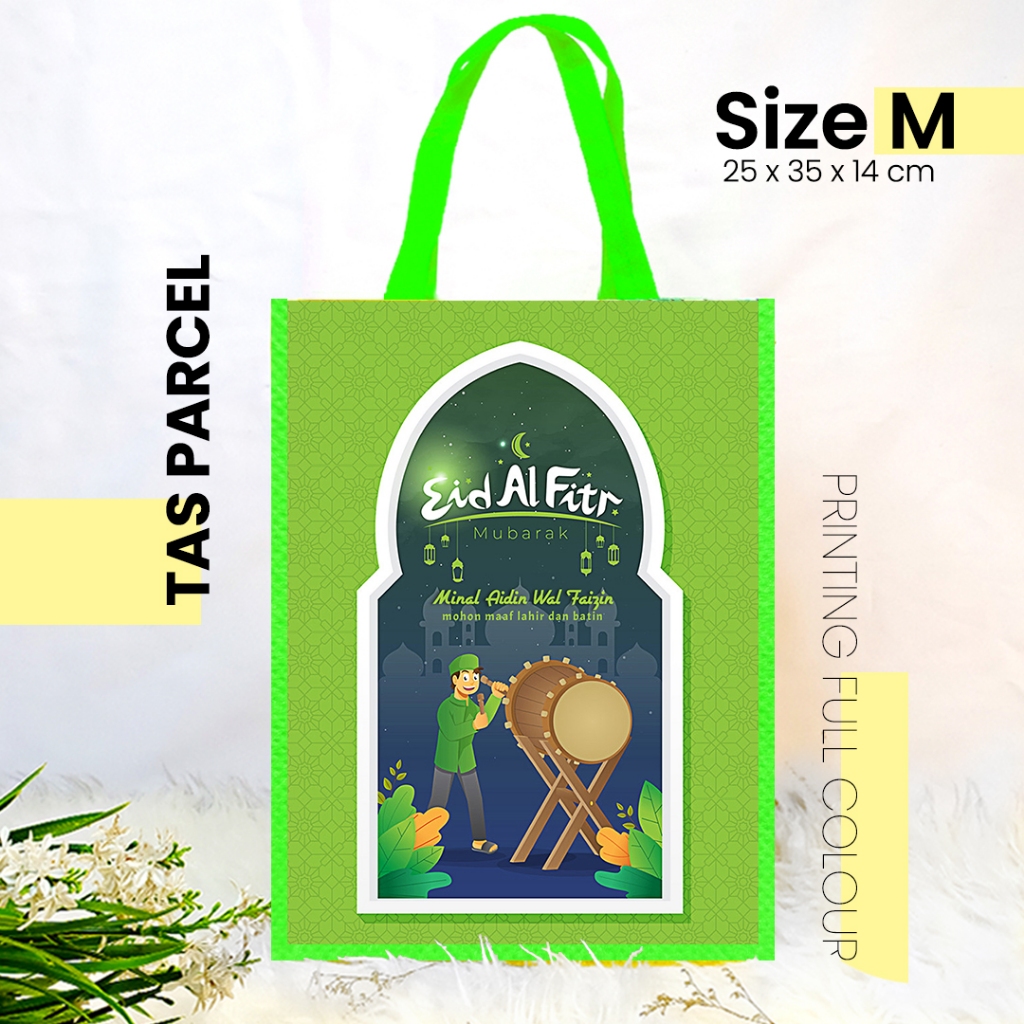

TAS LEBARAN HIJAU BEDUG UKURAN KECIL 25x35 - GOODIEBAG IDUL FITRI / TAS PARCEL PRINTING