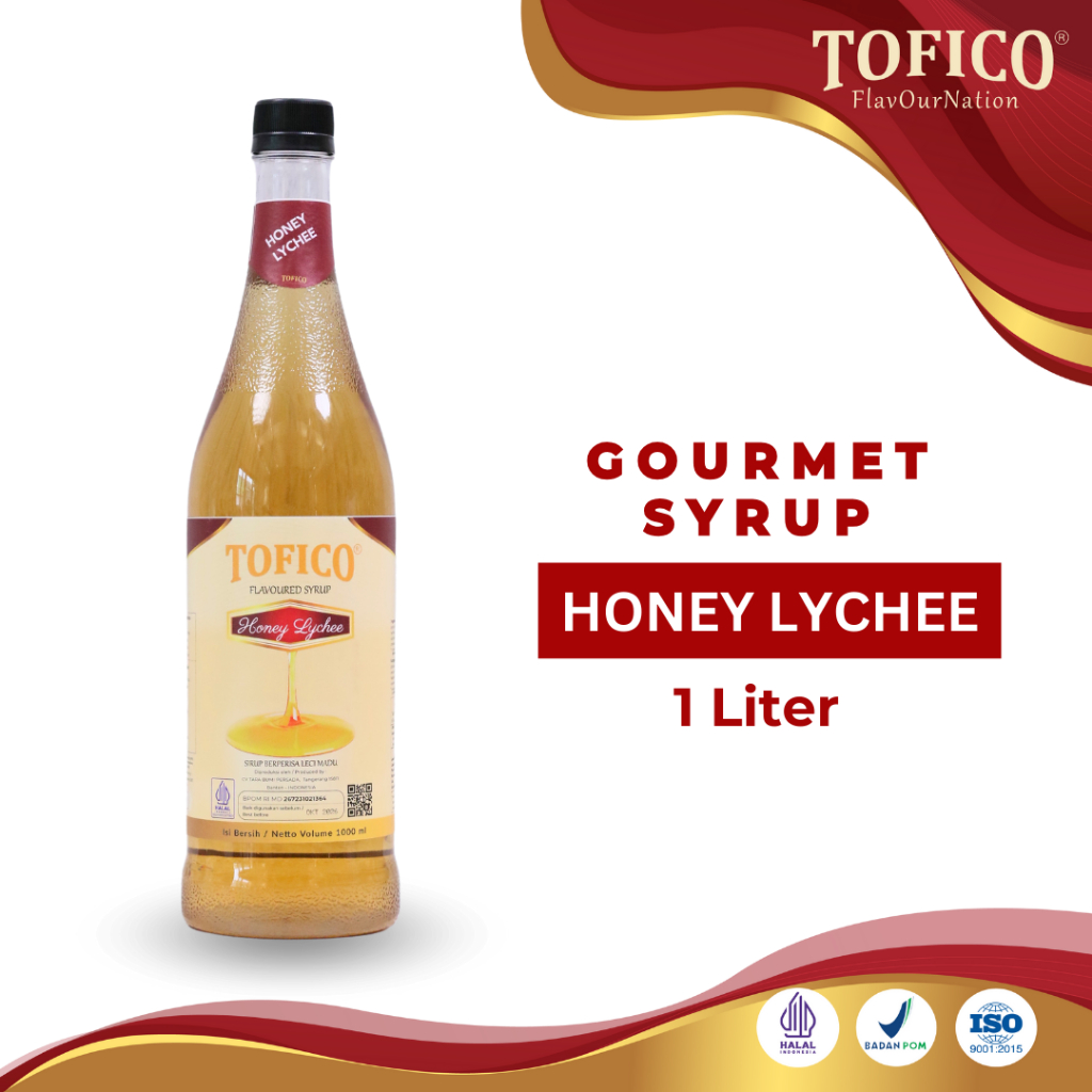 

Syrup Honey Lychee Tofico / Sirup Rasa Leci Madu Premium 1 Liter / Tofico Syrup Official