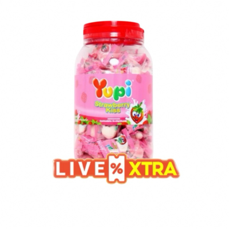 

[FREE TOPLES] Yupi Love Toples / Jar Candy Strawberry Kiss Permen Gula (+/- 125Pcs)