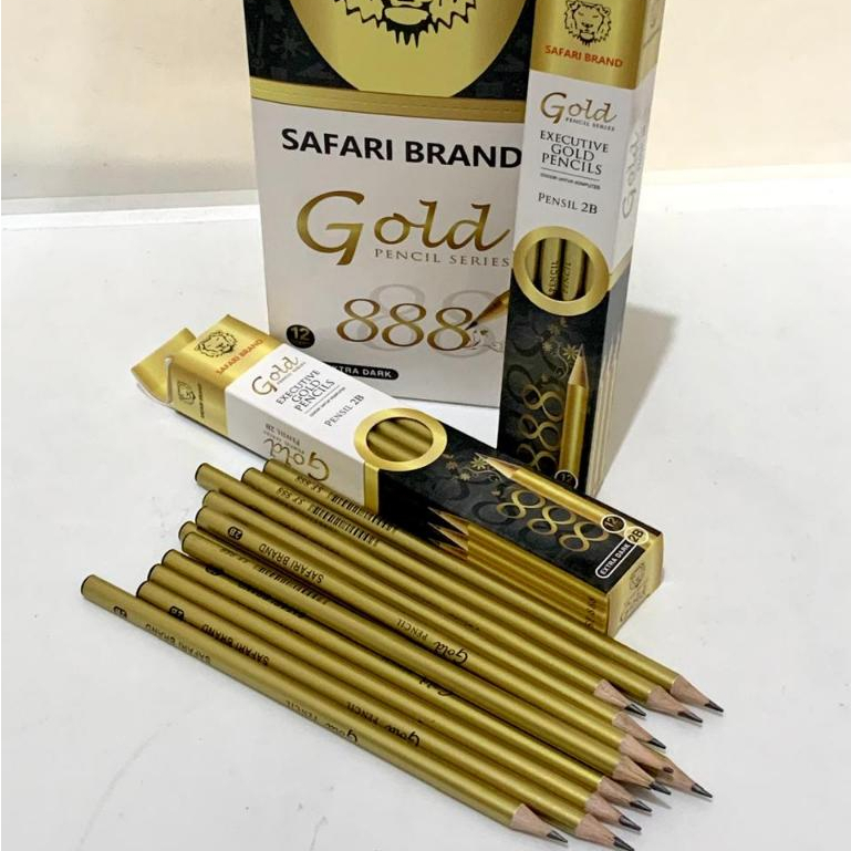 

12 Pcs SF-888 Pensil 2B Standar Ujian Komputer Safari Gold Lebih Elegan Graphite Pencil Extra Dark Tanpa Raut