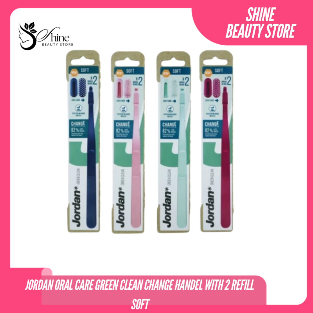 JORDAN Oral Care Green Clean Change Handel with 2 Refill Sof