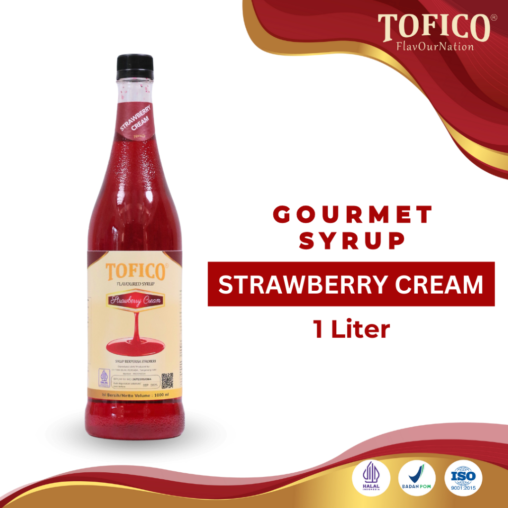 

Syrup Strawberry Cream Tofico / Sirup Rasa Strawberry Cream Premium 1 Liter / Tofico Syrup Official