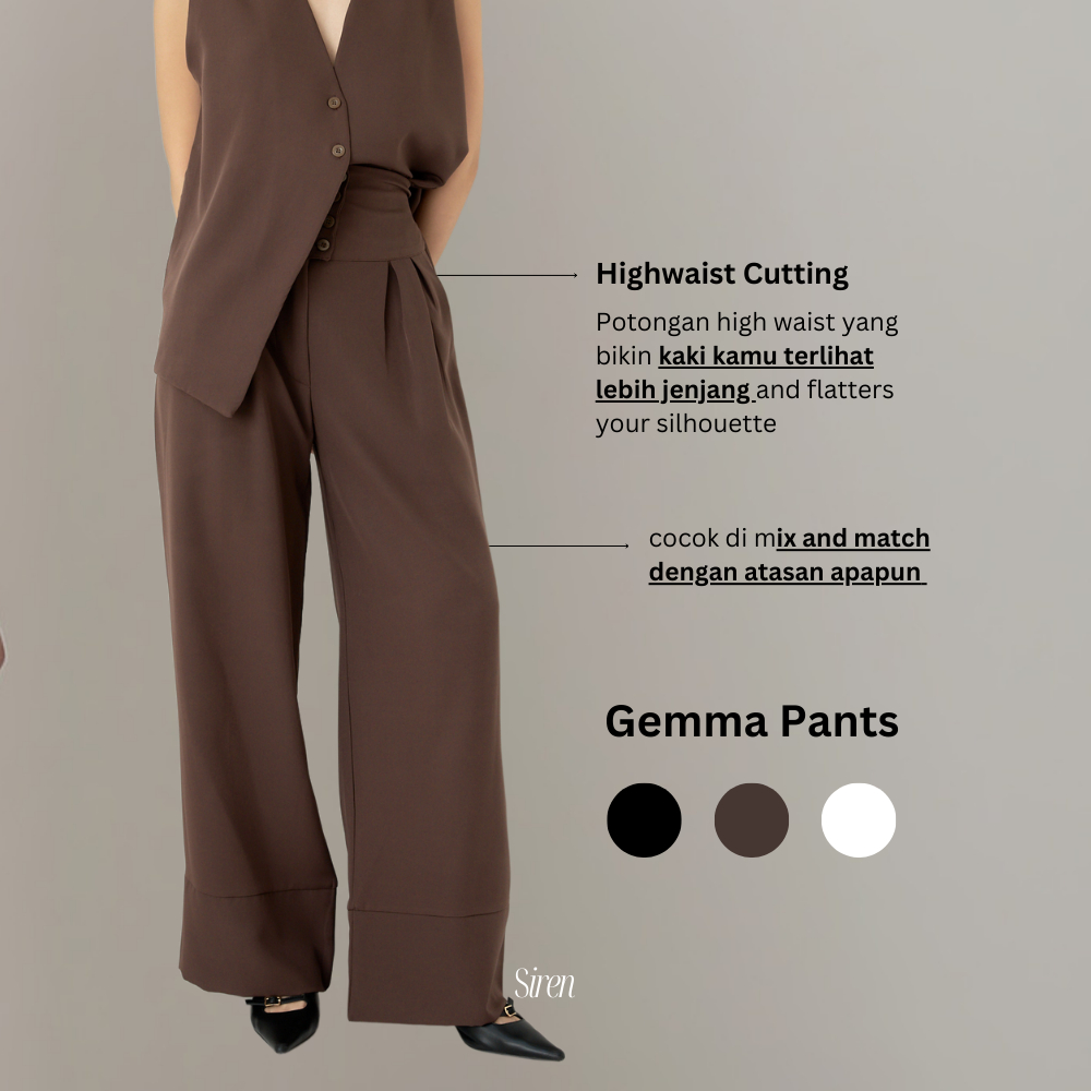 Siren - Gemma Pants | Highwaist Pants | Cullote Pants Wanita | Kulot Highwaist Wanita  | Celana Kulo