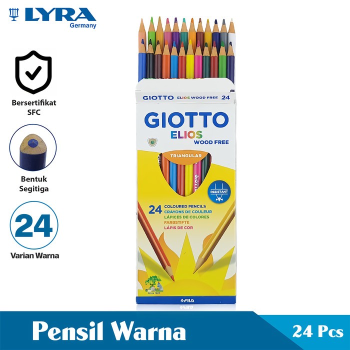 

GIOTTO PENSIL WARNA ELIOS WOOD FREE TRIANGULAR 24 WARNA CARDBOARD
