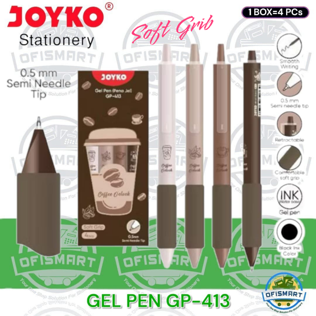 

Joyko Gel Pen 0.5mm GP-413 Coffee O'Clock Black @1Set=4PCs
