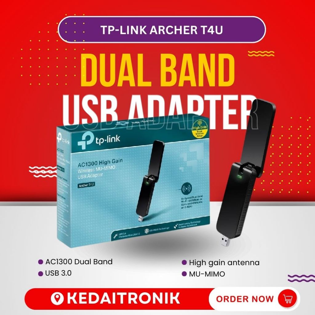 Wireless Adapter TP Link ARCHER T4U AC1300-TPLink ARCHER T4U Dual Band